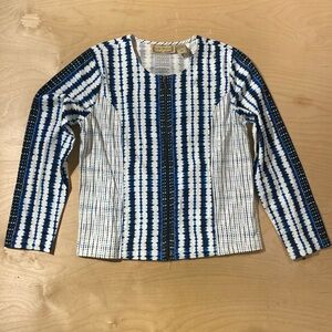Life Style Blue and White Striped Jacket Medium (QL)